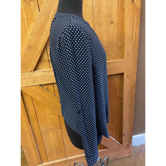 Women's Small Top Dazz Navy Polka Dot Blouse EUC - Picture 7 of 7